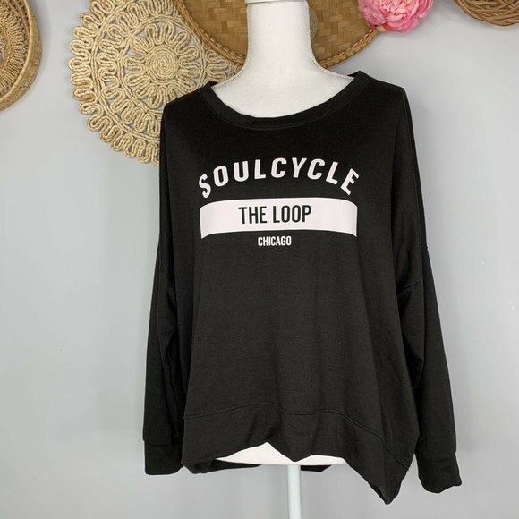 soulcycle Sweaters - Soulcycle Knit Sweatshirt Women's XL Black Dolman Sleeve Chicago Loop Pullover